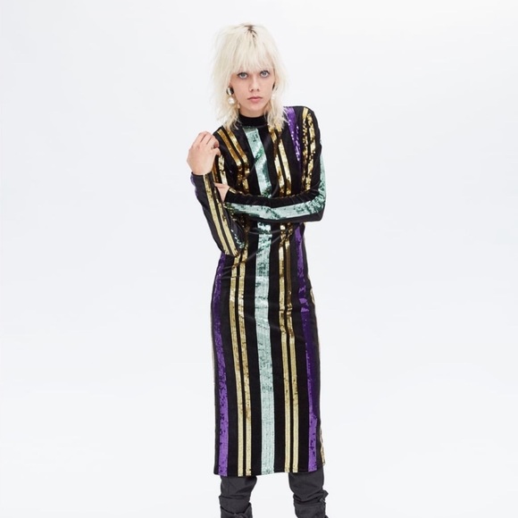Sequin velvet dress w/ multiple colors. Never worn. All sequins intact! - Picture 1 of 7